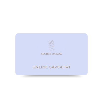Gavekort fra Secret of Glow – elektronisk gavekort i forskellige beløb fra 100 kr. til 1.000 kr., perfekt som gave til skønheds- og hudplejeentusiaster, gyldigt på hele webshoppen.