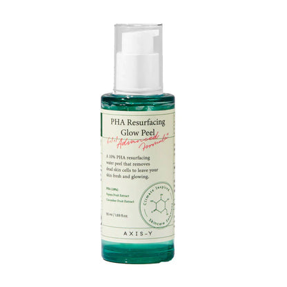 AXIS-Y PHA Resurfacing Glow Peel 50 ml – stilren tube med mild eksfolierende peeling, beriget med 10% PHA, papaya- og agurkeekstrakt, der fjerner døde hudceller, fugter og giver huden en naturlig glød.