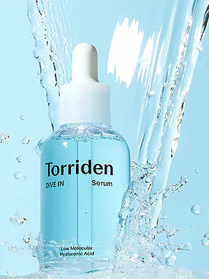 Torriden Dive-In Low Molecular Hyaluronic Acid Serum 50 ml – hurtigtabsorberende fugtserum i minimalistisk emballage, designet til at efterlade huden blød, glat og velhydreret hele dagen.