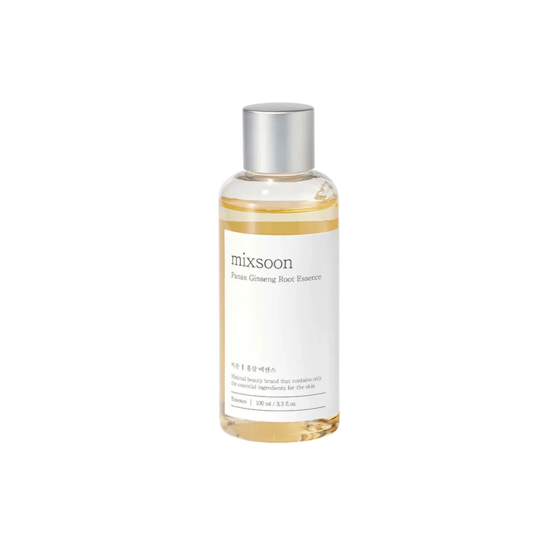 MIXSOON Panax Ginseng Root Essence 100 ml – stilren glasflaske med nærende essence, beriget med Panax ginseng-ekstrakt, der opstrammer huden, forbedrer elasticiteten og giver en naturlig glød.