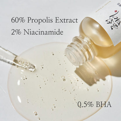 Beauty of Joseon Glow Serum Propolis + Niacinamide 30 ml – let og fugtgivende serum i dråbeflaske, udviklet til at berolige huden, mindske porer og give en strålende finish.