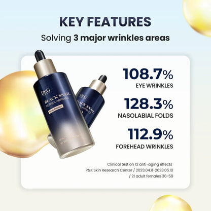 Dr.G Black Snail Retinol Ampoule 50 ml, en ampul beriget med retinol og sort snegleekstrakt, der fugter, forynger og forbedrer hudens fasthed.