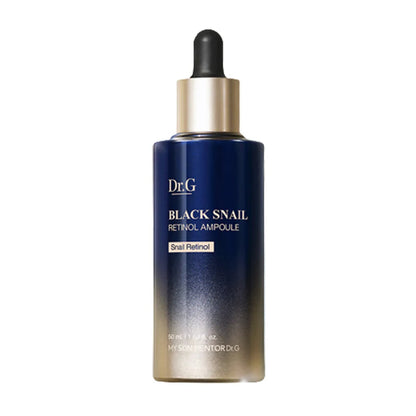 Dr.G Black Snail Retinol Ampoule 50 ml, en kraftfuld anti-aging ampul, der kombinerer retinol og sort snegleekstrakt for at forbedre hudens tekstur og reducere fine linjer.