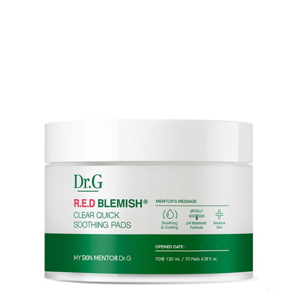 Dr.G R.E.D Blemish Clear Brightening Peeling Gel (Normal) 70 pads, en praktisk peeling-behandling, der eksfolierer huden, reducerer rødme og fremmer en lysere hudtone med milde ingredienser.